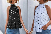Ladies' Casual Top Polka Dot Halter Shirt Sleeveless Top