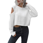 Woman's Short Knitwear Stylish Sweater with Hollow off the Shoulder - Showyourgaypride.com