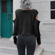 Woman's Short Knitwear Stylish Sweater with Hollow off the Shoulder - Showyourgaypride.com