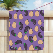 Gay Pride Bottom and Top (peach and eggplant) Beach Towel (purple). Perfect for summer fun at Pride or at the beach! - Showyourgaypride.com