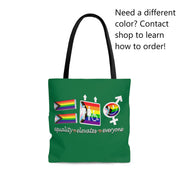 Equality Elevates Everyone Tote Bag. Beautifully designed Gay Tote Bag. 21 colors availalble! - Showyourgaypride.com