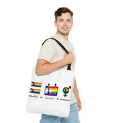 Equality Elevates Everyone Tote Bag. Beautifully designed Gay Tote Bag. 21 colors availalble! - Showyourgaypride.com