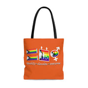 Equality Elevates Everyone Tote Bag. Beautifully designed Gay Tote Bag. 21 colors availalble! - Showyourgaypride.com