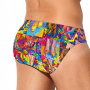 Gay Pride Men's Bikini High Heel Print Swimming Trunks Fashion Briefs  for Men's Triangle