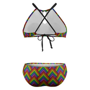 Rainbow Plus Size Women's Two Piece Swimsuit, Rainbow Stylish Bikini Suits, LGBTA PRIDE Bikini Swimsuit, Lesbian Bikini Swimsuit,  Lesbian