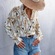 TN Stand Collar Long Sleeve Chain Pattern Shirt Fashion Commuting Style