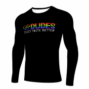 Gay Men's Muscle Fit Shirt, Dudes Just Taste Better Man's Sports Tops Stretchable Quick Drying Long Sleeve Tees