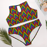 Rainbow Plus Size Women's Two Piece Swimsuit, Rainbow Stylish Bikini Suits, LGBTA PRIDE Bikini Swimsuit, Lesbian Bikini Swimsuit,  Lesbian