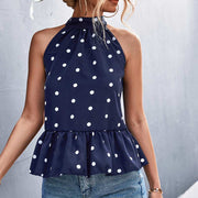 TN Casual Top Polka Dot Halter Shirt Sleeveless Top