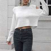TN Woman's Short Knitwear Stylish Sweater with Hollow off the Shoulder