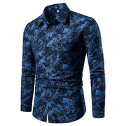 Autumn and Winter Mens Shirt Printed Casual Long Sleeved Shirt Slim Fit Male Social Dress Muscle Fit Shirt For Men - Show Your Gay Pride