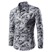 Autumn and Winter Mens Shirt Printed Casual Long Sleeved Shirt Slim Fit Male Social Dress Shirt For Men - Show Your Gay Pride