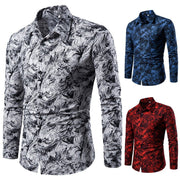 Autumn and Winter Mens Shirt Printed Casual Long Sleeved Shirt Slim Fit Male Social Dress Shirt For Men - Show Your Gay Pride