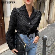 BGTEEVER Elegant Notched Collar Women Tassels Shirts Blouses Spring New Single-breasted Female Workwear Shirts Tops Blusas - Show Your Gay Pride