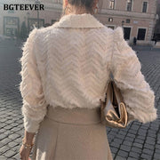 BGTEEVER Elegant Notched Collar Women Tassels Shirts Blouses Spring New Single-breasted Female Workwear Shirts Tops Blusas - Show Your Gay Pride