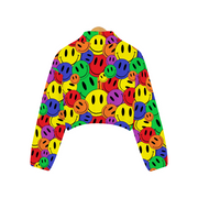 Smiley Face Women's Short Flannel Coats Casual Jackets Outwear