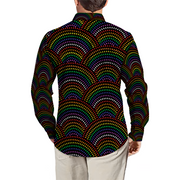 Gay Pride Men's Fit Long Sleeve Dress Shirt, African Pattern Gay Pride Shirt, Rainbow Shirt, Dress Shirt, Gay Men, LGBTQ Dress Shirt