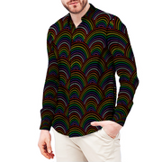 Gay Pride Men's Fit Long Sleeve Dress Shirt, African Pattern Gay Pride Shirt, Rainbow Shirt, Dress Shirt, Gay Men, LGBTQ Dress Shirt