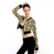 Black Pride African Print Women's Full Zipper Crop Jacket Long Sleeve Round Neck Top, Black Panther Print