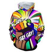 Gay Pride Hoodie, Just Say Gay Pride Hoodie, Rainbow Pride Hoodie, Queer Hoodie, Men's Gay Pride Hoodie, Women's Gay Pride Hoodie