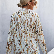 TN Stand Collar Long Sleeve Chain Pattern Shirt Fashion Commuting Style