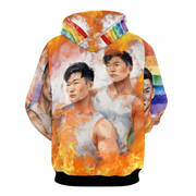 LGBTQ Gay Pride Hoodie, Asian American Gay Pride Hoodie, Pride is Fire Hoodie, Unisex Gay Pride  Hoodie with Pockets